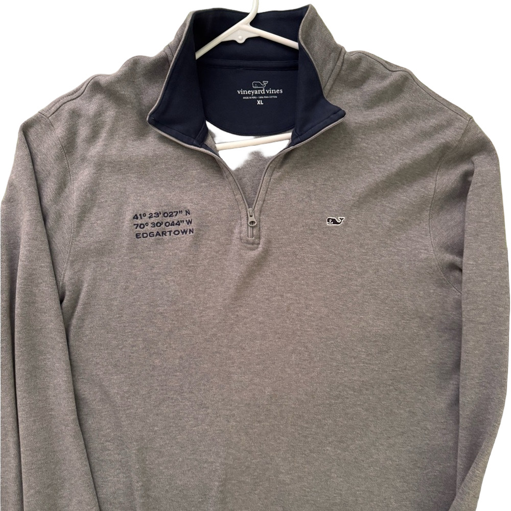 Vineyard Vines Quarter Zip Pullover‎ Sweater Mens XL Grey